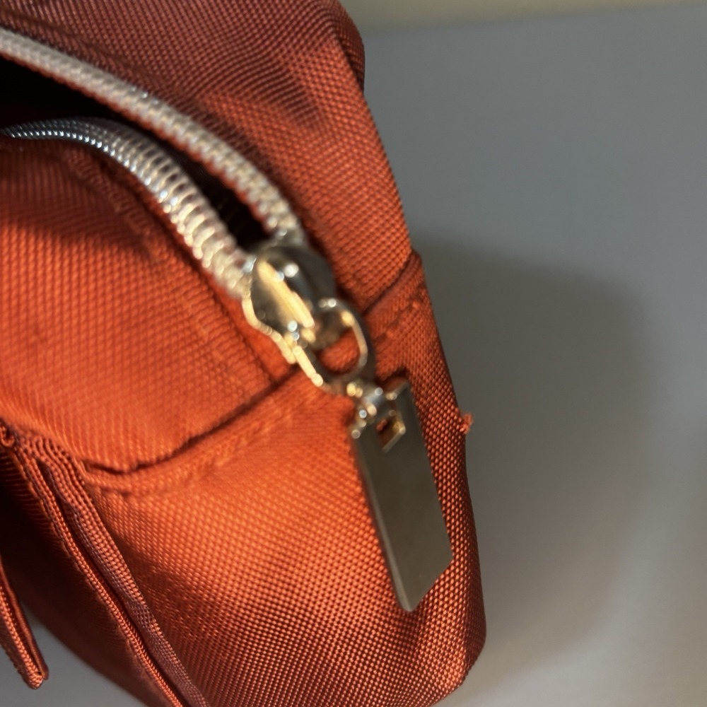 Orange Canvas And Suede Toiletries Make Up Bag Pockets Zip Storage Travel Men - Picture 9 of 10